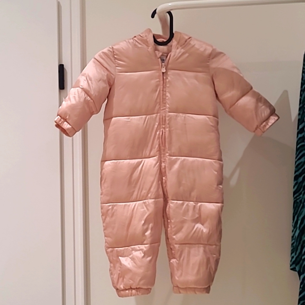 Gap 18-24m snowsuit Girl Baby Pink Champagne w Mitts and Booties
